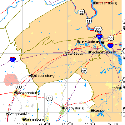 Cumberland County close-up map