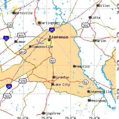 Florence County close-up map