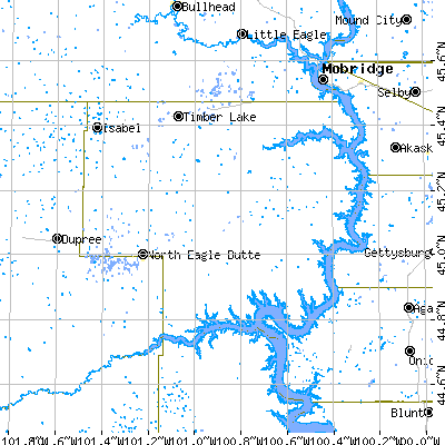 Dewey County close-up map
