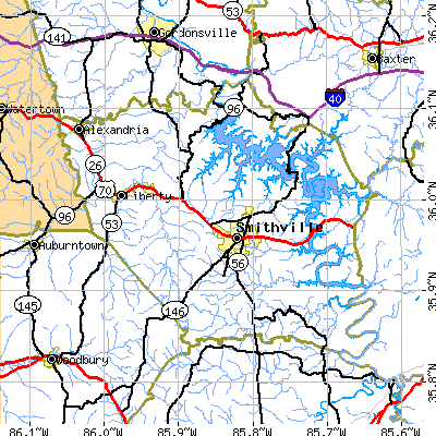 DeKalb County close-up map