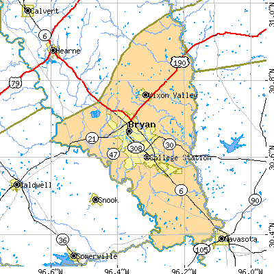 Brazos County close-up map