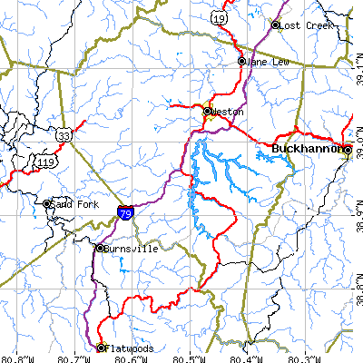Lewis County close-up map