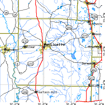 Drew County close-up map