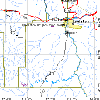 Asotin County close-up map
