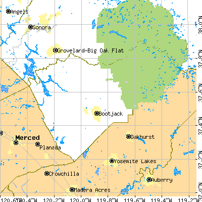 Mariposa County close-up map