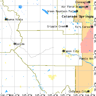 Fremont County close-up map