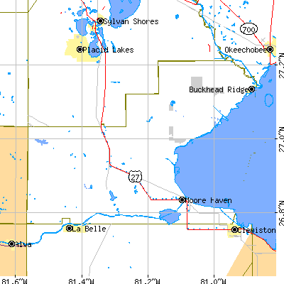 Glades County close-up map