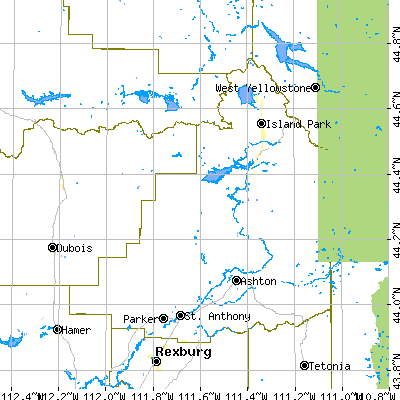 Fremont County close-up map