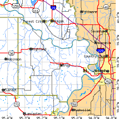 Doniphan County close-up map