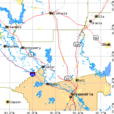Grant Parish close-up map