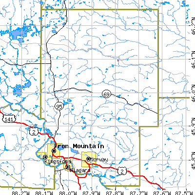 Dickinson County close-up map