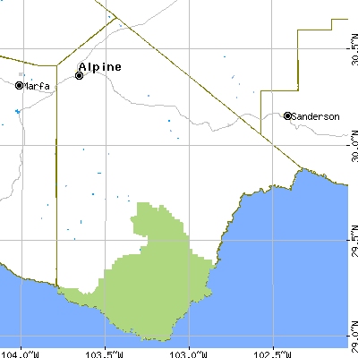 Brewster County close-up map
