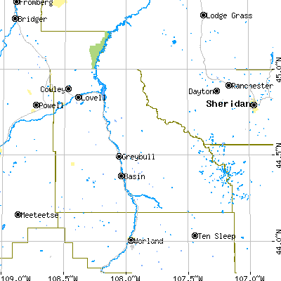 Big Horn County close-up map