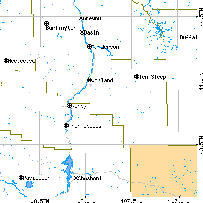 Washakie County close-up map