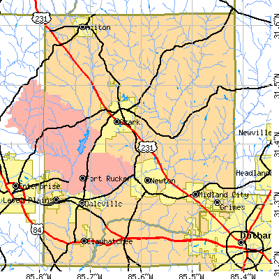 Dale County close-up map