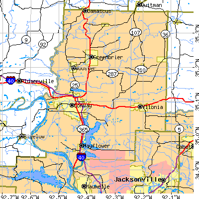 Faulkner County close-up map