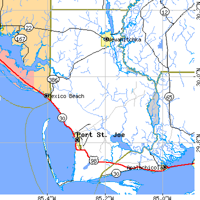 Gulf County close-up map