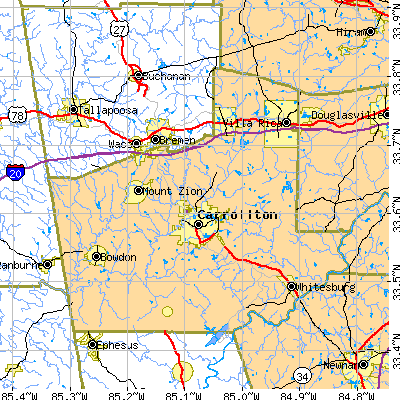 Carroll County close-up map