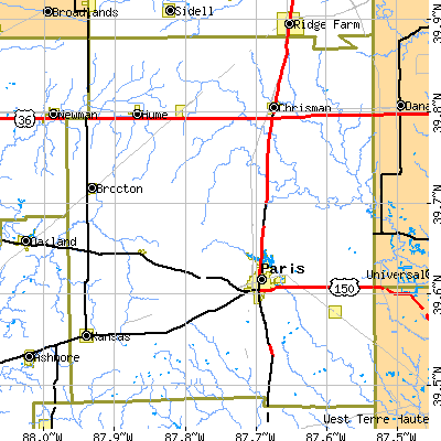 Edgar County close-up map