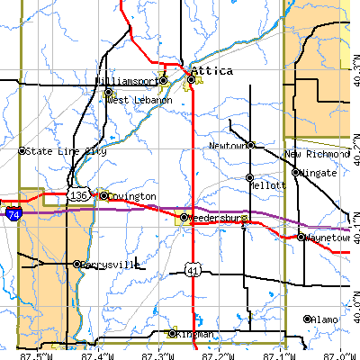 Fountain County close-up map