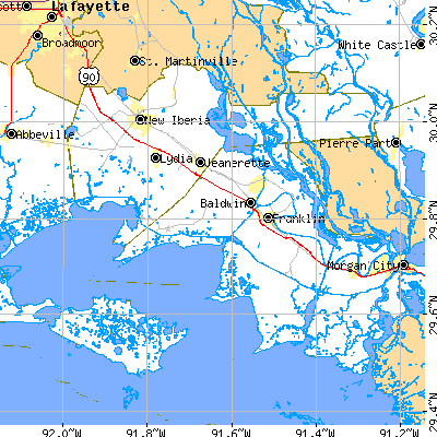Iberia Parish close-up map