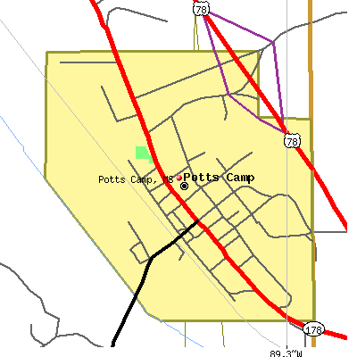 Potts Camp map