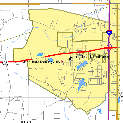 West Hattiesburg map