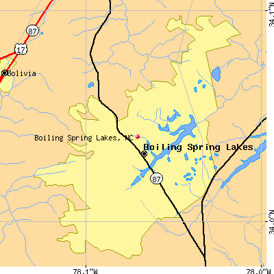 Boiling Spring Lakes map