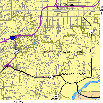 Casa de Oro-Mount Helix map