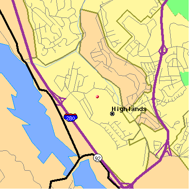 Highlands-Baywood Park map