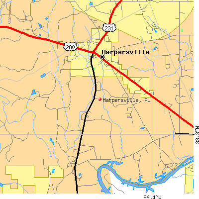 Harpersville map