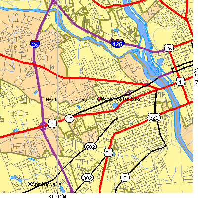 West Columbia map