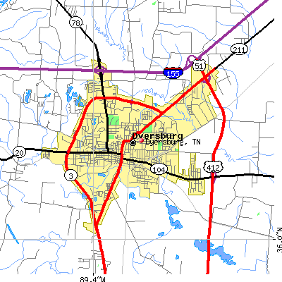 Dyersburg map