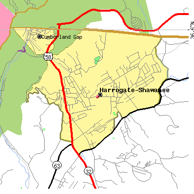 Harrogate-Shawanee map