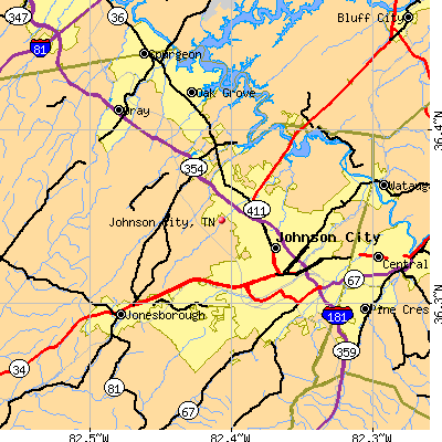 Johnson City map