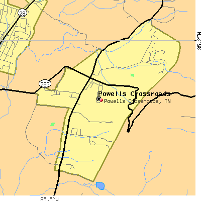 Powells Crossroads map
