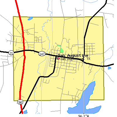 San Augustine map