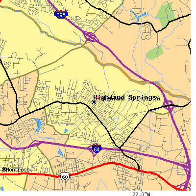 Highland Springs map