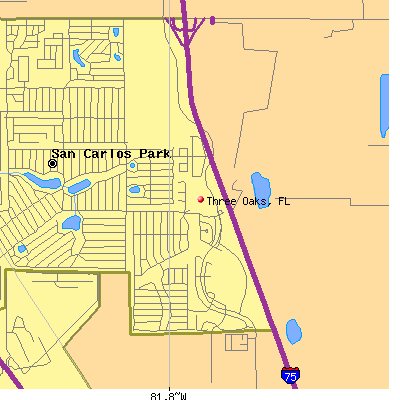 Three Oaks map