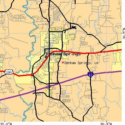 Denham Springs map