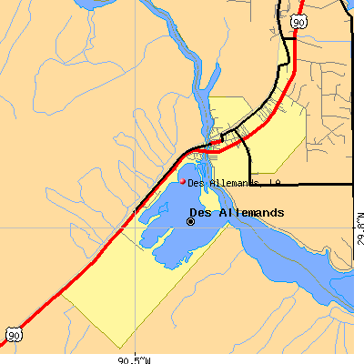 Des Allemands map