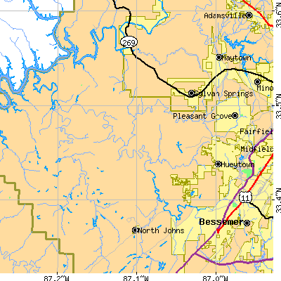 Zip code 35023 close-up map