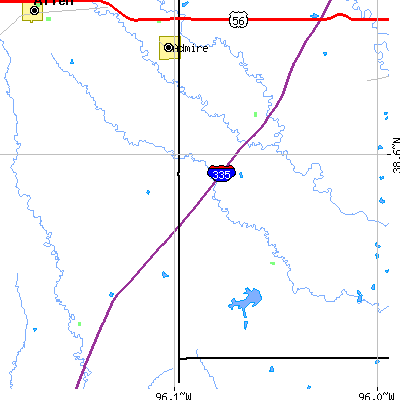 Zip code 66830 close-up map