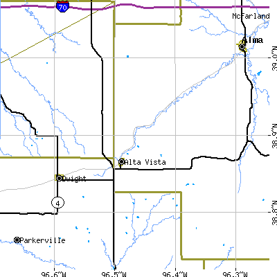 Zip code 66834 close-up map