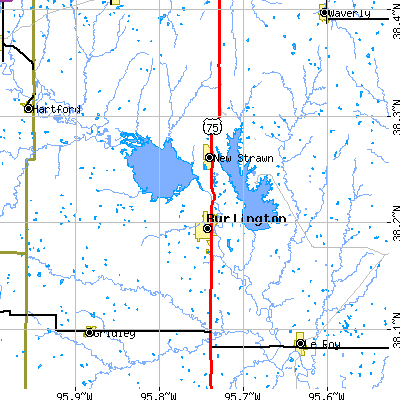 Zip code 66839 close-up map