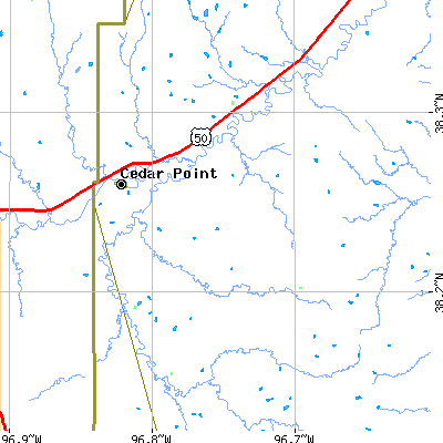 Zip code 66843 close-up map