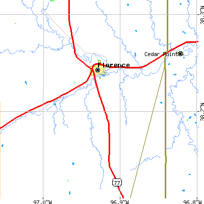 Zip code 66851 close-up map