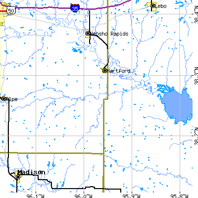 Zip code 66854 close-up map