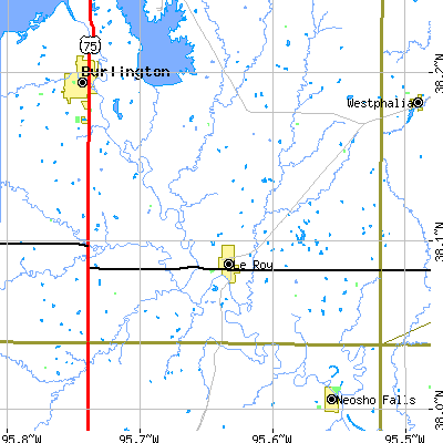 Zip code 66857 close-up map
