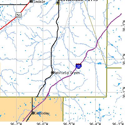 Zip code 66862 close-up map